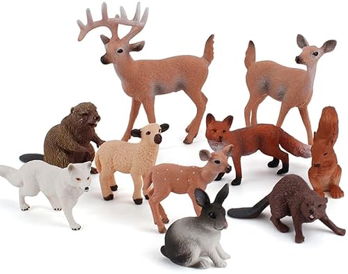 elemhome Tierfiguren, Waldtierfiguren, Spielzeug, realistische Wildtiere, Figuren mit Rentier, Fuchs, Eichhörnchen, Kaninchen, Spielset, Mini-Tierfiguren für Geburtstagskuchen, Dekorieren (10 Stück) elemhome Tierfiguren, Waldtierfiguren, Spielzeug, realistische Wildtiere, Figuren mit Rentier, Fuchs, Eichhörnchen, Kaninchen, Spielset, Mini-Tierfiguren für Geburtstagskuchen, Dekorieren (10 Stück) von elemhome