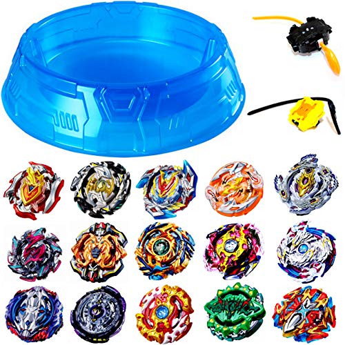 Elrozo Bursttop 6er Burst Set Zufällig ca. 45cm Arena Set für Burst Turbo Rise Arena 6X Kampfkreisel inkl 2X Launcher von elrozo