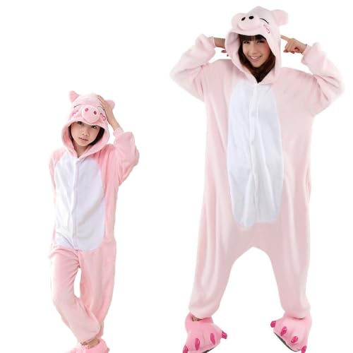 Emmarcon Unisex-Tierpyjama für Erwachsene und Kinder, Winter-Einteiler-Pyjama aus Flanell, weich und warm, ideal für Halloween und Karneval, Rosa Schwein-S Emmarcon Unisex-Tierpyjama für Erwachsene und Kinder, Winter-Einteiler-Pyjama aus Flanell, weich und warm, ideal für Halloween und Karneval, Rosa Schwein-S von emmarcon