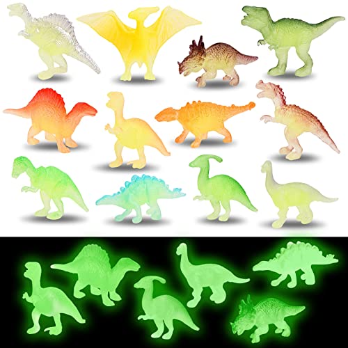 emperoch 36 Stück Realistische Kleine Dinosaurier Figur, Kleine Dinosaurier Figuren Set, Leuchten Dinosaurier Spielzeug, für Jungen Mädchen Kindertag Geschenke - 12 Style von emperoch