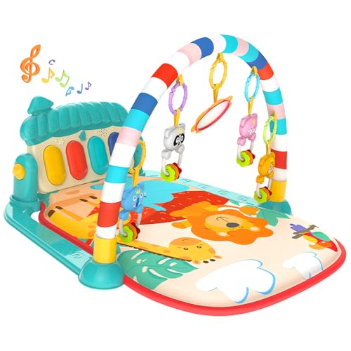 eners Baby Gym Spielmatte Musikalische Aktivitätsmatte Piano Baby Play Gym Bauchzeit Gepolsterte Matte für Neugeborene Kleinkind Kleinkinder (blau) von eners