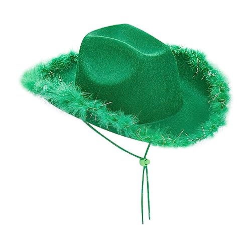 ensswliz Cowboyhüte für Damen, Westernhüte mit breiter Krempe, Filz, Cowgirl-Hut, Halloween, Party, Kostüm, Zubehör ( - Einheitsgröße) von ensswliz