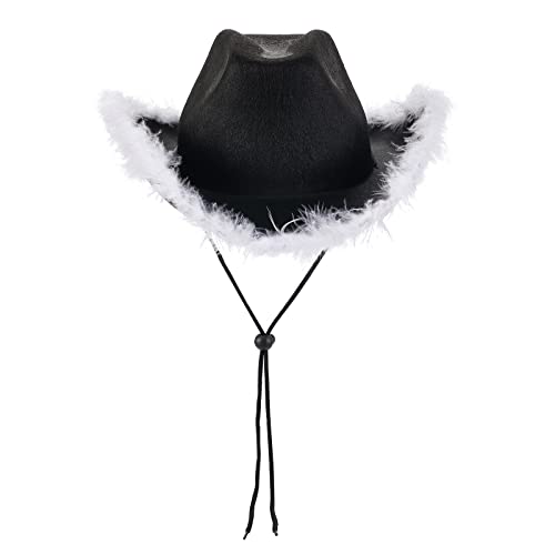 ensswliz Cowboyhüte für Damen, Westernhüte mit breiter Krempe, Filz, Cowgirl-Hut, Halloween, Party, Kostüm, Zubehör (Einheitsgröße) von ensswliz
