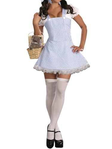ensswliz Dorothy-Kleid für Damen, Halloween-Kostüm, Puffärmel, Spitzensaum, rauchblau, kariert, Korsett-Minikleid, Märchen-Cosplay-Kleid, D-Blau, Größe L ensswliz Dorothy-Kleid für Damen, Halloween-Kostüm, Puffärmel, Spitzensaum, rauchblau, kariert, Korsett-Minikleid, Märchen-Cosplay-Kleid, D-Blau, Größe L von ensswliz