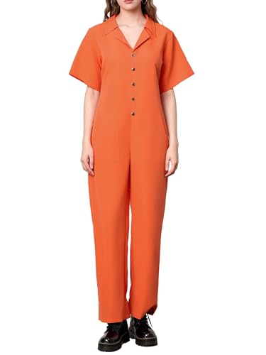 ensswliz Halloween-Gefängniskostüme mit Buchstaben-Druck, orangefarbener Gefangenen-Overall für Erwachsene, Damen, Herren, Rollenspiel-Party, Cosplay, Outfits, Gefängniskostüm (Ba-Orange, Damen, L) ensswliz Halloween-Gefängniskostüme mit Buchstaben-Druck, orangefarbener Gefangenen-Overall für Erwachsene, Damen, Herren, Rollenspiel-Party, Cosplay, Outfits, Gefängniskostüm (Ba-Orange, Damen, L) von ensswliz