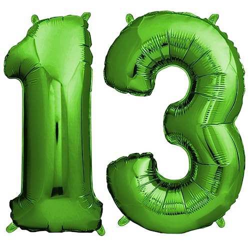 envami® Deko 13 Geburtstag Junge - Grün 101CM - Ballon Zahl Luftballon 13. Geburtstag - Zahlen Luftballon Geburtstagsdeko 13 Junge - Folienballon 13 Junge - 13 Jahre Geburtstag Junge - Helium envami® Deko 13 Geburtstag Junge - Grün 101CM - Ballon Zahl Luftballon 13. Geburtstag - Zahlen Luftballon Geburtstagsdeko 13 Junge - Folienballon 13 Junge - 13 Jahre Geburtstag Junge - Helium von envami