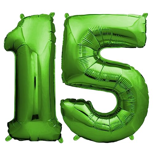 envami® Deko 15 Geburtstag Junge - Grün 101CM - Ballon Zahl Luftballon 15. Geburtstag - Zahlen Luftballon Geburtstagsdeko 15 Junge - Folienballon 15 Junge - 15 Jahre - Helium envami® Deko 15 Geburtstag Junge - Grün 101CM - Ballon Zahl Luftballon 15. Geburtstag - Zahlen Luftballon Geburtstagsdeko 15 Junge - Folienballon 15 Junge - 15 Jahre - Helium von envami