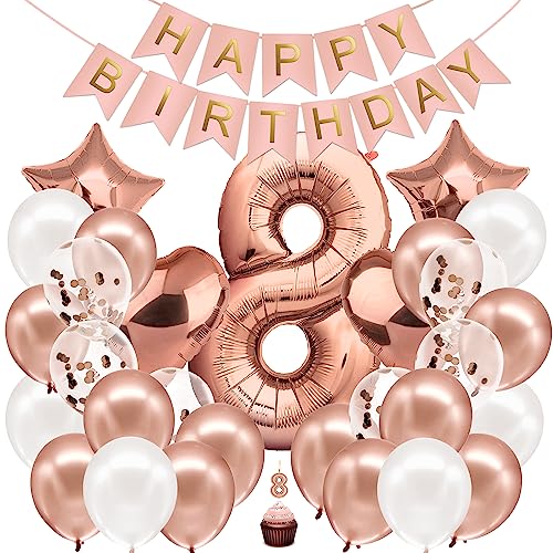 envami® Rosegold Geburtstagsdeko für Mädchen - Happy Birthday Deko Set mit Folienballon und Luftballon für 8. Geburtstag - Kindergeburtstag Dekoration envami® Rosegold Geburtstagsdeko für Mädchen - Happy Birthday Deko Set mit Folienballon und Luftballon für 8. Geburtstag - Kindergeburtstag Dekoration von envami