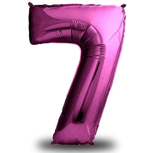 envami® Luftballon Geburtstag XXL Pink - Riesen Folienballon in 40" | 101cm Geburtstagsdeko | Ballon Zahl Deko zum Geburtstag | Geburtstagsdeko Mädchen Pink | fliegt mit Helium (Zahl 7) von envami