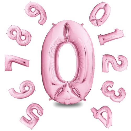 envami® Geburtstagsdeko Mädchen 0 XXL - 0 Geburtstag Deko Rosa 101CM - Deko 0 - Luftballon 0. - Geburtstag Zahlen - Folienballon 0 Helium von envami