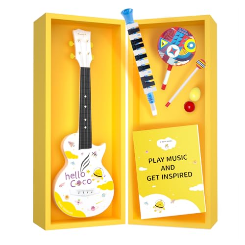 Enya Mini-Coco Ukulele Kinder Spielzeug - 21 Zoll Kohlefaser Gitarre Ukulele Set für Kinder ab 3 Jahren Jungen und Mädchen zum Geburtstag Party Spiel Spiele Aktivität Ostern Weihnachten Geschenk von ENYA