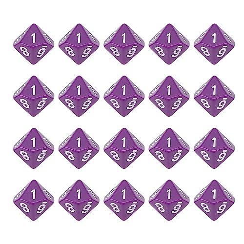 20pcs Polyedrische Würfel, 10 -seitige Kunststoffzahlenwürfel tragbares Mehrzweck -Home -Dekoration -Ornament -Accessoire für Party (Lila) von equlup