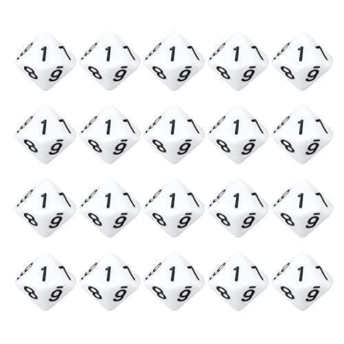 20pcs Polyedrische Würfel, 10 -seitige Kunststoffzahlenwürfel tragbares Mehrzweck -Home -Dekoration -Ornament -Accessoire für Party (Weiß) von equlup