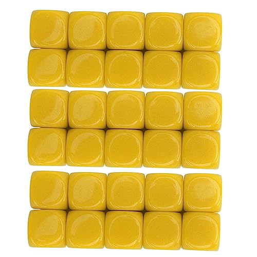 30pcs Blanks Würfelsatz, 16x16x16mm/0,6x0,6x0.6in abgerundet 6 -Seiten -Würfel -Würfel -Würfelsosen Mehrzweck -Lehrtool für Game Party Fun DIY Aufkleber Mathematikunterricht (Gelb) von equlup