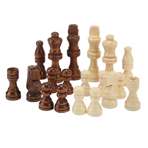 32 PCS -Schachstücke, 32 Stück pro Holzschalken Stücke hölzerne Gewichtte Schachstücke mit Filz für Picknick -Camping an der Anfängerfamilie von equlup