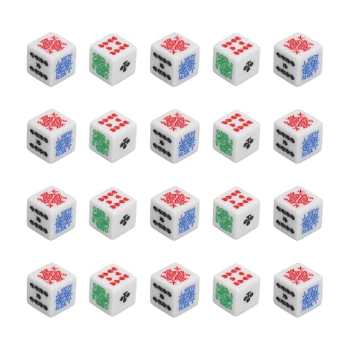 6 -seitige Pokerwürfel, 20 Stücke Acryl -Spiel Würfel Set Square Corner Accessoire Tragbare Rechteck -Spielwerkzeuge für Poker Games Party Supply Birthday Party von equlup