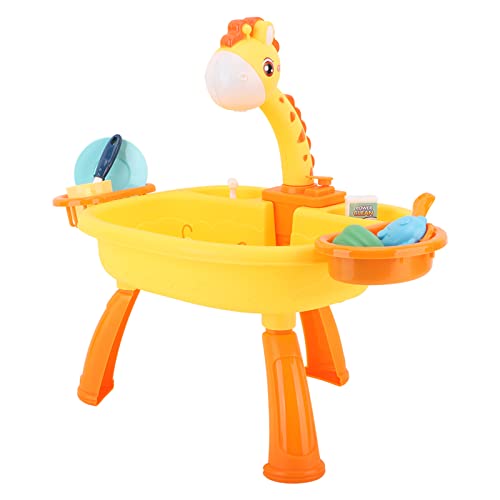 Fischereispielzeug Set, Kinder elektrische Angelteiche Batterie mit kleinem Wassertisch mit Geschirrspüler Spielen Spielzeug für Kleinkindjungen Mädchen (Giraffe -Fischteich) von equlup