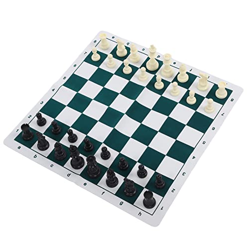 Reiseschach -Set, Plastik -Desktop -Brettspiel mit 50 x 50 cm künstlichem Lederbrett und 32 -Punkte -Filzpolstertücher zum Partycamping entspannen von equlup