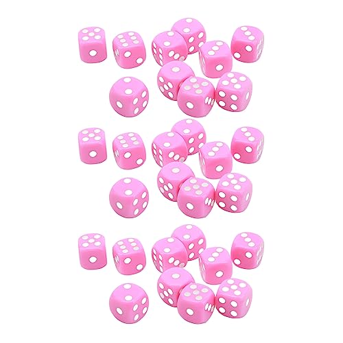 Standard Würfelset, 30 pcs Würfelsatz 16mm Plastik plastius 6 -seitig runde Ecken Würfel Würfel Bulk -Würfel für Unterrichtstabellen Brettspiele (Rosa) von equlup