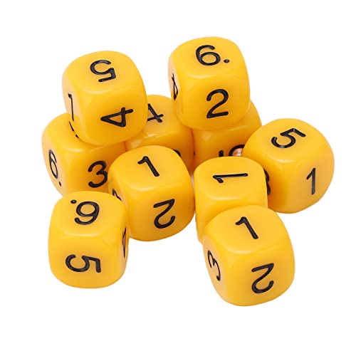 Zahlenwürfel, 20pcs 6 Seiten runde Ecke Design Nummer Würfel Plastikspiel Set Leichtes Brettspiel -Unterricht Tools für numerische Lernkinder Spielen (Gelb) von equlup