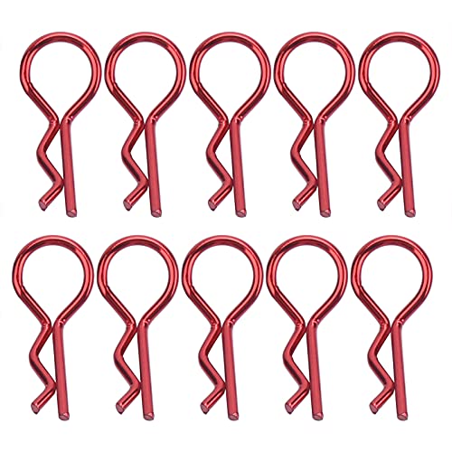 equlup 10pcs Universal RC Car Body Shell Pin R -Typ Clips für 1/5 1/6 1/8 1/10 RC Car Clip Pin -Fernbedienungszubehör (Rot) von equlup