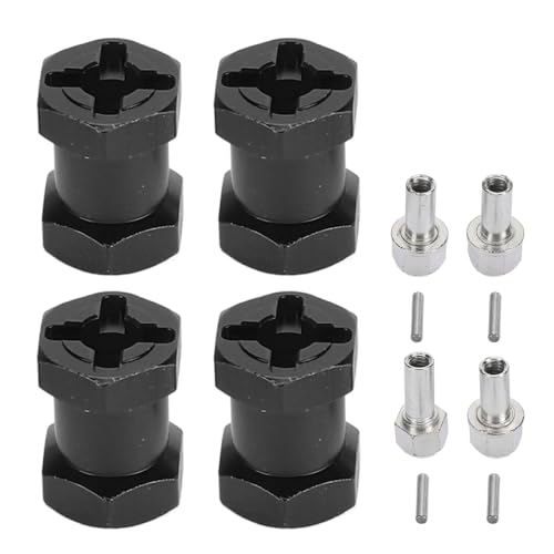 equlup 12 mm RC HEX -Hub, 4pcs Universal RC Rad Whex Spacer 17mm Verlängerung Fernbedienungssteuerauto -Hub -Antriebsantrieb für 1/10 Axial SCX10 90046 D90 Crawler Car (Schwarz) von equlup