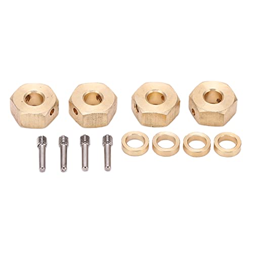 equlup 12 mm RC Rad Sechskantadapter, Messing -Hub -Hub -Verlängerungsadapter mit Dichtungsschrauben RC -Rad -Umrechnungskit für SCX10 III AXI03007 (6 mm) von equlup