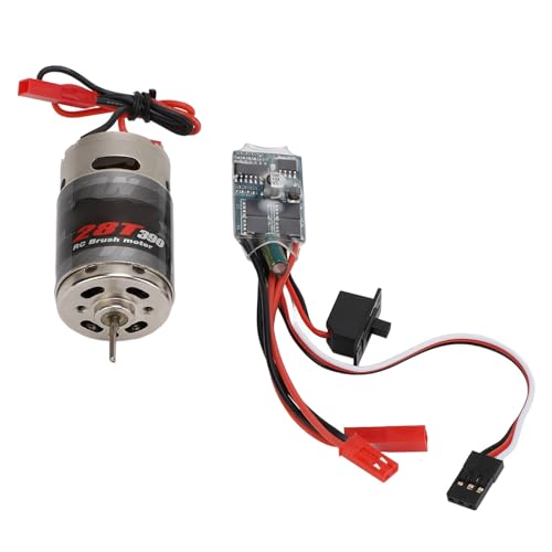 equlup 29 x 44,5 mm/1.14x1.75 Zoll RC -Auto 390 gebürsteten Motor High Torsion niedriges Geräusch 28T 30A 7,2 V JST Stecker High Torsion Bürstet Motor ESC Set für 1/16 1/18 RC -Auto von equlup