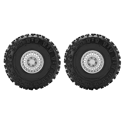 equlup 2PCS RC Crawler Gummireifen mit Metallfelge Ersatz für Capra 1.9UTB AXI03004 RBX10 Ryft 90048 RR10 RC Crawler Upgrade Teile (Silber) von equlup