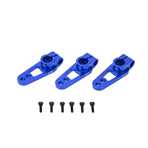 equlup 3 Stück 25T Lenkservoarme Aluminium M3 Gewinde Metalllenkarm für 1/10 Ferngesteuertes Auto RC Upgrades Servoarm (Blau) von equlup