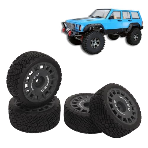 equlup 4 PCs RC -Autoreifen, Gummiräder Starke Polsterung 1/10 Fernbedienungsauto auf Straßenreifen für TT01, TT02, XV01, XV02, HSP 94123, 94122 und andere 1/10 RC -Autos (Schwarz) von equlup