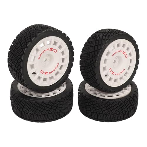 equlup 4 PCs RC -Autoreifen, Gummiräder Starke Polsterung 1/10 Fernbedienungsauto auf Straßenreifen für TT01, TT02, XV01, XV02, HSP 94123, 94122 und andere 1/10 RC -Autos (Weiß) von equlup