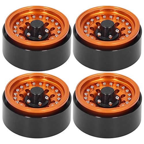 equlup 4 Stück 1,9 Zoll Metall-Radnabe, Aluminiumlegierung, Beadlock-Radfelgen, Naben für 1/10 RC-Autozubehör, Crawler-Radnaben-Upgrades von equlup