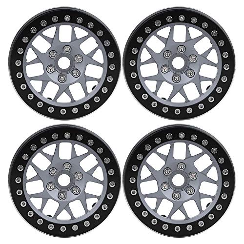 equlup 4 Stück 2,2 Zoll RC Beadlock Wheels Felgen Aluminiumlegierung Radnabe Upgrade-Teile Passend für SCX10 TRXX4 1/10 RC Car Felgennabe (Black+Titanium) von equlup