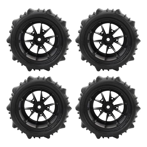 equlup 4 Stück RC-Autoreifen, 12mm/0,5 Zoll Hex-Hub-Radreifen 85mm/3,3 in Reifen Durchmesser RC-Raupen-LKW aus Roader-Gummiräder Ersatz für 1/16 fern gesteuertes Auto von equlup