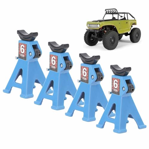 equlup 4-teiliger MiniWagenheberständer, Verstellbarer Wagenheberständer aus Aluminiumlegierung im Maßstab 1/24 für ferngesteuertes Auto im Maßstab 1/24 für RC Climbing Crawler Car SCX24 (Blau) von equlup