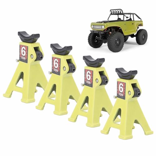 equlup 4-teiliger MiniWagenheberständer, Verstellbarer Wagenheberständer aus Aluminiumlegierung im Maßstab 1/24 für ferngesteuertes Auto im Maßstab 1/24 für RC Climbing Crawler Car SCX24 (Gelb) von equlup