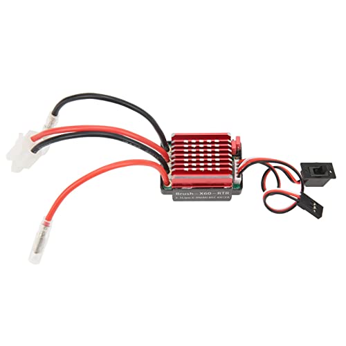 equlup 43x30x27mm/1,7x1.2x1.1in Mini RC Car Water Profited Bürstemotor ESC 60A 2-3S 2A Elektrischer Geschwindigkeitscontroller FORTRAXXAS für HSP für Redcat 1/10 RC-Autos von equlup
