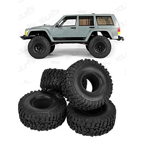 equlup 45 mm RC-Gummi-Reifen, 4pcs 1,9in RC Crawler Car Gummi-Reifen 1/10 Auto-TourRäder-Reifen mit Schwamm für SCX10/90046/D90/TR-4/CC01 (120 mm) von equlup