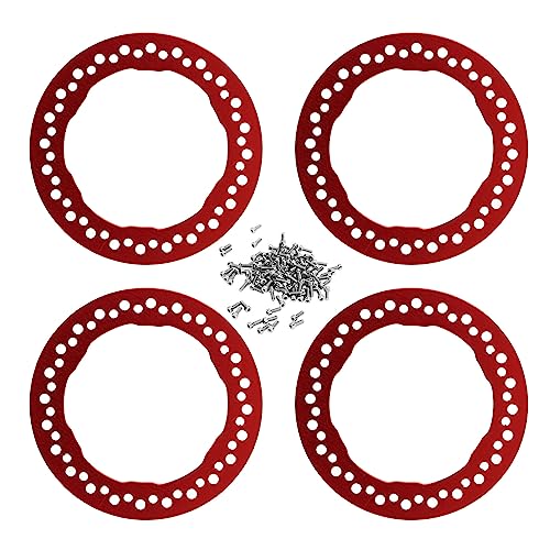 equlup 4pcs 1,9 -Zoll -Rad -Außenschuh den Ringen, RC Beadlock Rad Rand Ersatzring Aluminium Legierung RC Rad Hub Lock Ring für 1/10 RC -Auto (Rot) von equlup