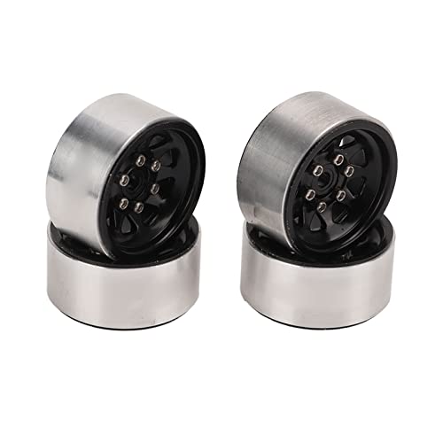 equlup 4pcs RC Aluminiumlegierung 1,0 Beadlock Wheel Felgen für 1/24 RC Crawler Car SCX24 RäderUpgrades RC Wheel Hub Austausch (Schwarz) von equlup