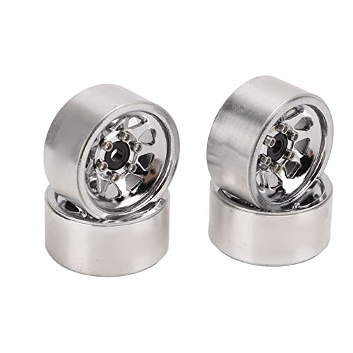 equlup 4pcs RC Aluminiumlegierung 1,0 Beadlock Wheel Felgen für 1/24 RC Crawler Car SCX24 RäderUpgrades RC Wheel Hub Austausch (Silber) von equlup