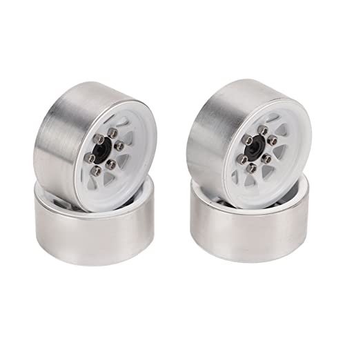 equlup 4pcs RC Aluminiumlegierung 1,0 Beadlock Wheel Felgen für 1/24 RC Crawler Car SCX24 RäderUpgrades RC Wheel Hub Austausch (Weiß) von equlup