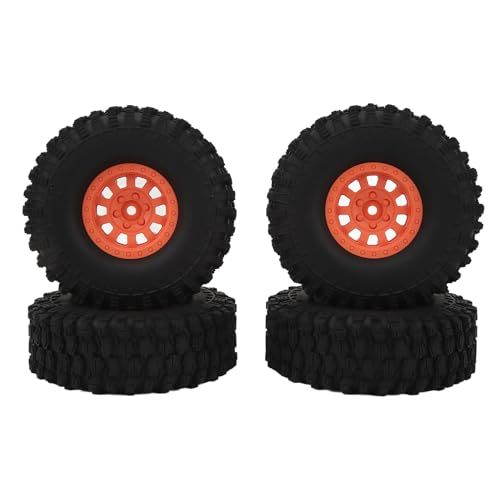 equlup 4pcs RC -Auto -Reifenrad 120 mm 1,9 Zoll Gummi -PerldlockRäder und Reifen mit 10 Speichen -Nylonrad -Hub RC -Autoteilen für fassungslose SCX10 90046 (Orange) von equlup