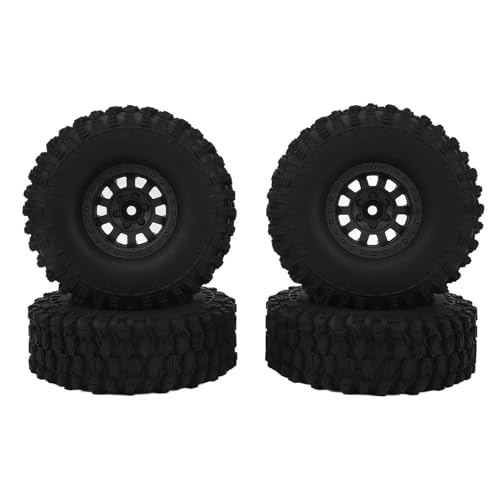 equlup 4pcs RC -Auto -Reifenrad 120 mm 1,9 Zoll Gummi -PerldlockRäder und Reifen mit 10 Speichen -Nylonrad -Hub RC -Autoteilen für fassungslose SCX10 90046 (Schwarz) von equlup