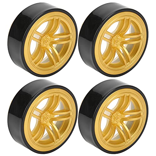 equlup 4pcs RC -Driftauto -Reifen 6 Speichen Plastikrad Rims mit Gummireifen für 1/10 Auto auf Straße Drift -Rädern und Reifenersatz (Gold) von equlup