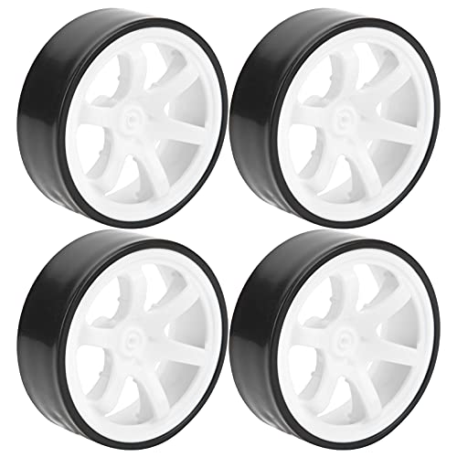equlup 4pcs RC -Driftauto -Reifen 6 Speichen Plastikrad Rims mit Gummireifen für 1/10 Auto auf Straße Drift -Rädern und Reifenersatz (Weiß) von equlup