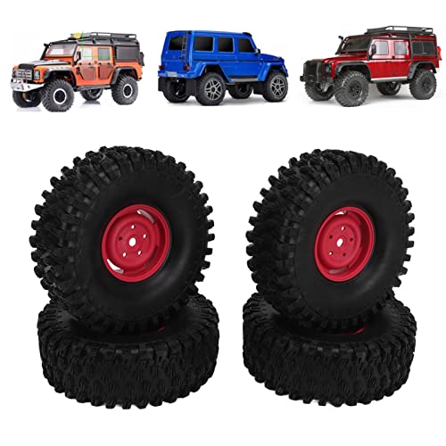 equlup 4pcs RC Off -Straßenwagen -Reifenset mit 20 Schrauben und Nüssen, RC -Rad -Set 1,9 Zoll 120 mm Durchmesser Reifen für 1/10 Fernbedienungsmodell Klettern Off Road Car (Rot) von equlup
