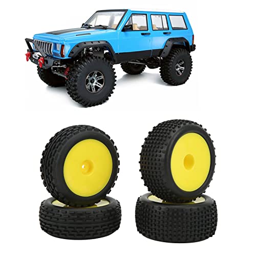 equlup 4pcs RC -Radreifen, schmal vorne weit hinten rund gelbe Felgen Langquadrate Punkt Fernbedienungsregelmodell, das für 1/10 Auto vom Straßenauto -Waldreifen Klettern von equlup
