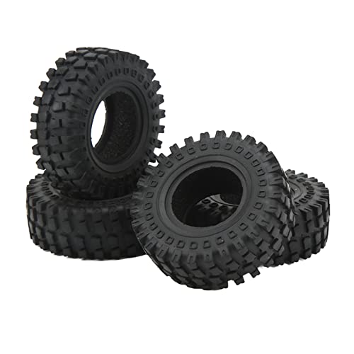 equlup 4pcs RC -Reifenhäute, 60x20mm/2,4 x 0,8 Zoll Fernbedienungsauto -Autorreifen 1,25 Zoll Gummireifen RC -Zubehör für axial 1/24 SCX24 für FMS 1/24 FCX24 Schwarz von equlup
